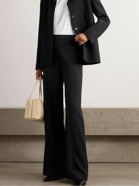 Joseph Alane Comfort Cady Classic Wide-Leg Black Trousers Size 6